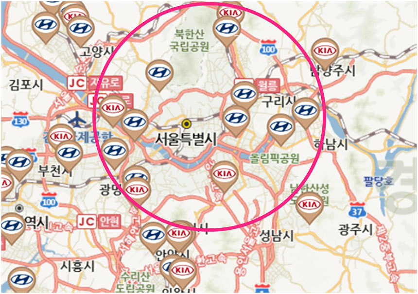 서울 내 현대차와 기아차가 운영하는 13곳의 전기차 충전소에 찾아가 보았다. 이미지=한국환경공단 홈페이지​