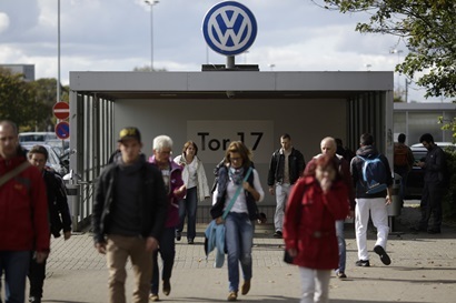 지난 2015년 ‘디젤 게이트’ 이후 독일 폭스바겐 자동차 공장 게이트 모습. 사진=연합뉴스