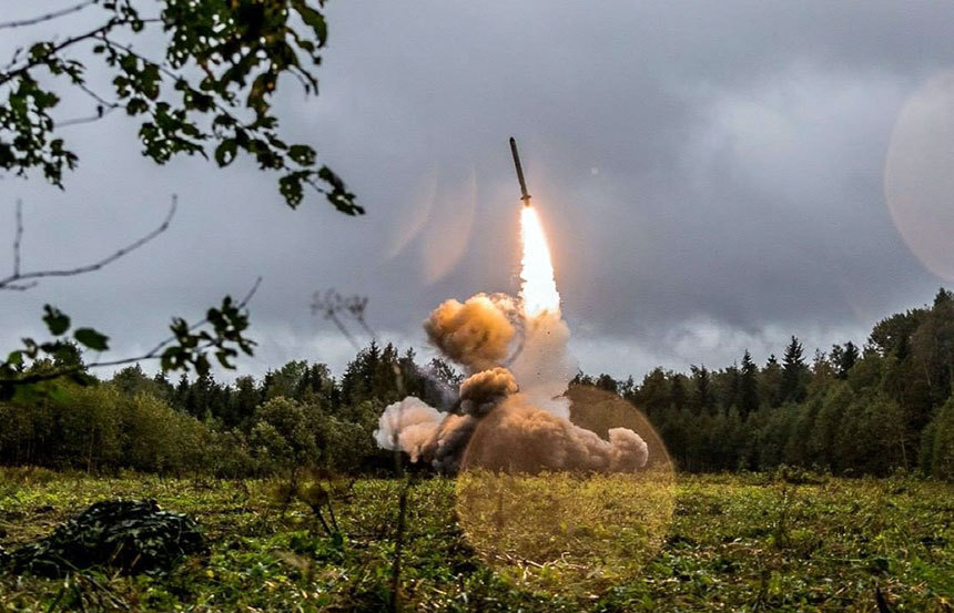 이스칸다르 미사일 시스템에 사용되는 순항미사일 이스칸다르-K는 사거리가 1500km로 중거리핵전력조약을 위반하는 무기이다. 사진=러시아 국방부