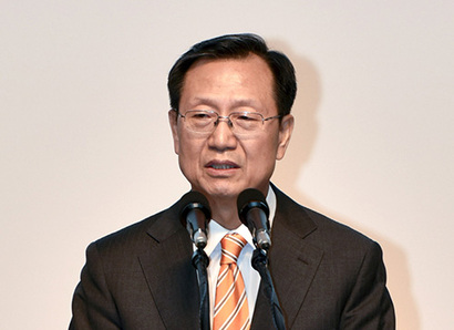 2018년 4월 김종갑 대표이사 사장이 취임사를 하고 있다. 사진=한국전력공사 제공