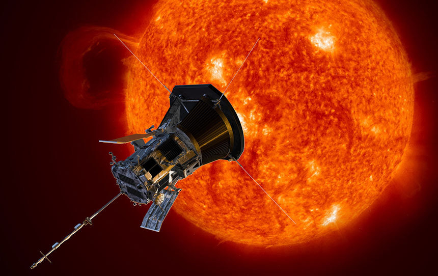 역사상 처음 태양 표면에 거의 코앞까지 접근하는 역대급 여행을 성공한 파커 솔라 프로브. 사진=NASA/NRL/APL