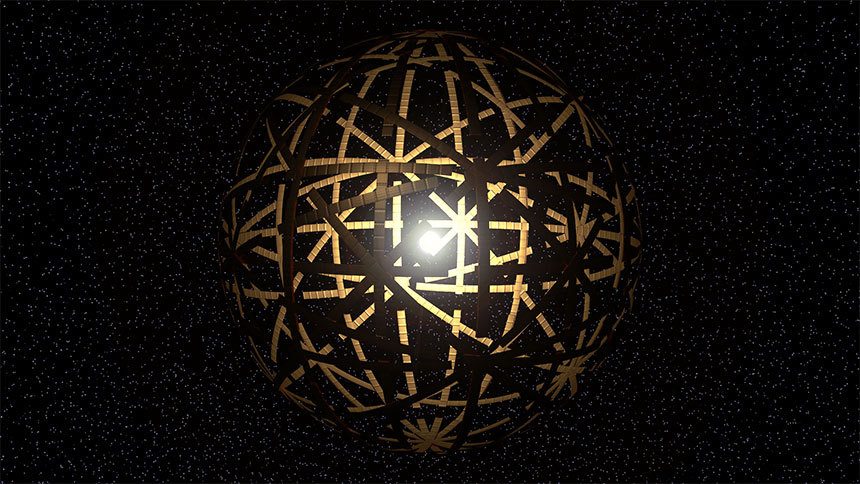 많은 SF 작품에 등장하는 고등 문명의 에너지 생산 방식 중 하나인 ‘다이슨 구(Dyson sphere)’의 모습 중 하나다. 이처럼 별 주변을 맴도는 인공위성의 형태로 태양 판을 띄워서 별을 가득 채우면 별 바로 코앞에서 막대한 양의 별 에너지를 뽑아낼 수 있다는 가상의 기술이다. 이미지=Kevin M. Gill/​flickr.com