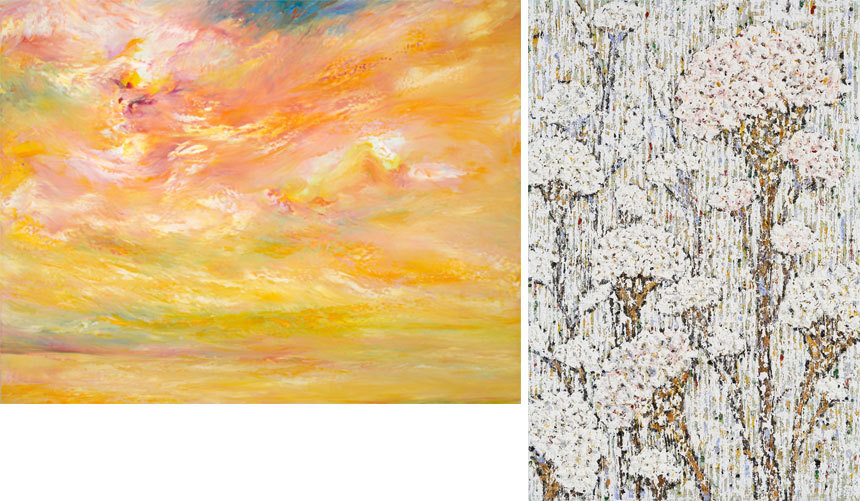 권두현_B5270: 116.5×90.4cm Oil on linen canvas 2017, 김숙_COCKSCOMB-after image2: 61×81cm Oil on canvas 2016(왼쪽부터).