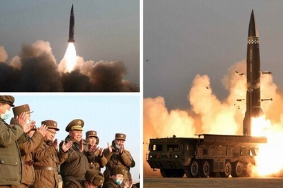 북한의 신형 단거리 탄도 미사일 발사 장면. 사진=조선중앙통신