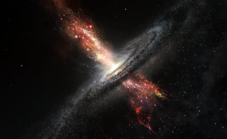 은하에서 확인된 원소 방출선의 흔적이 활발한 별 탄생으로 인한 흔적인지, 중심의 초거대질량 블랙홀의 흔적인지 구분하기 어렵다. 또 먼 은하에서의 별 탄생과 죽음의 과정이 가까운 은하에서와 똑같이 벌어지는지도 아직은 알 수 없다. 사진=ESO/M. Kornmesser