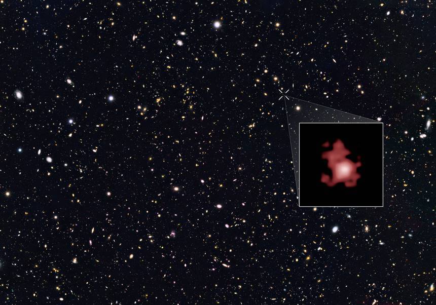 앞서 허블이 발견한 가장 먼 은하 중 하나인 GN-z11 은하. 사진=NASA, ESA, P. Oesch(Yale University), G. Brammer(STScI), P. van Dokkum(Yale University), and G. Illingworth(University of California, Santa Cruz)