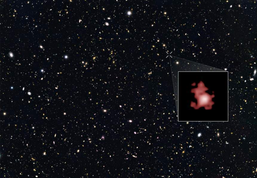 2016년 허블 우주 망원경으로 포착한 가장 먼 은하 GN-z11 은하. 사진=NASA