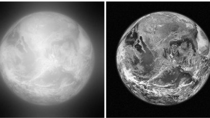 태양 중력 렌즈 기술을 활용한다면 프록시마 센타우리 별에서도 지구를 왼쪽의 뿌연 모습이 아닌 오른쪽의 선명한 해상도로 관측할 수 있다. 사진=Toth, V.T. & Turyshev, S.G.