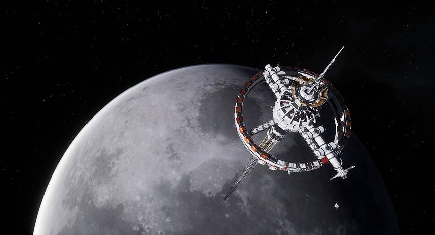 게임 ‘Deliver Us To The Moon’에 등장하는 달 우주 엘리베이터의 모습.