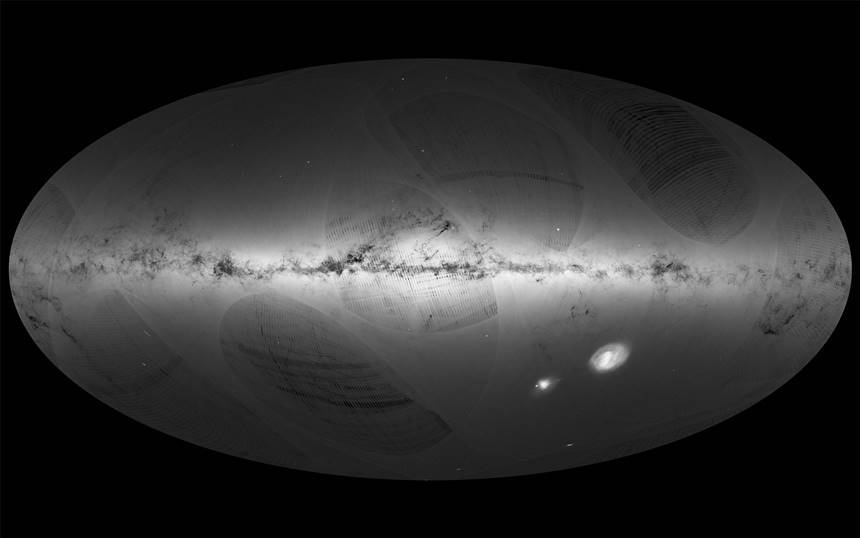 가이아 위성이 관측한 우리 은하 속 별들의 지도. 사진=ESA/Gaia