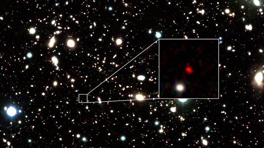 새롭게 발견된 HD1 은하 후보. 사진=Wikimedia commons/Harikane et al.