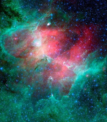 스피처 우주 망원경을 통해 적외선 영역으로 관측한 독수리성운. 사진=NASA/JPL-Caltech/N. Flagey(IAS/SSC & A. Noriega-Crespo(SSC/Caltech)