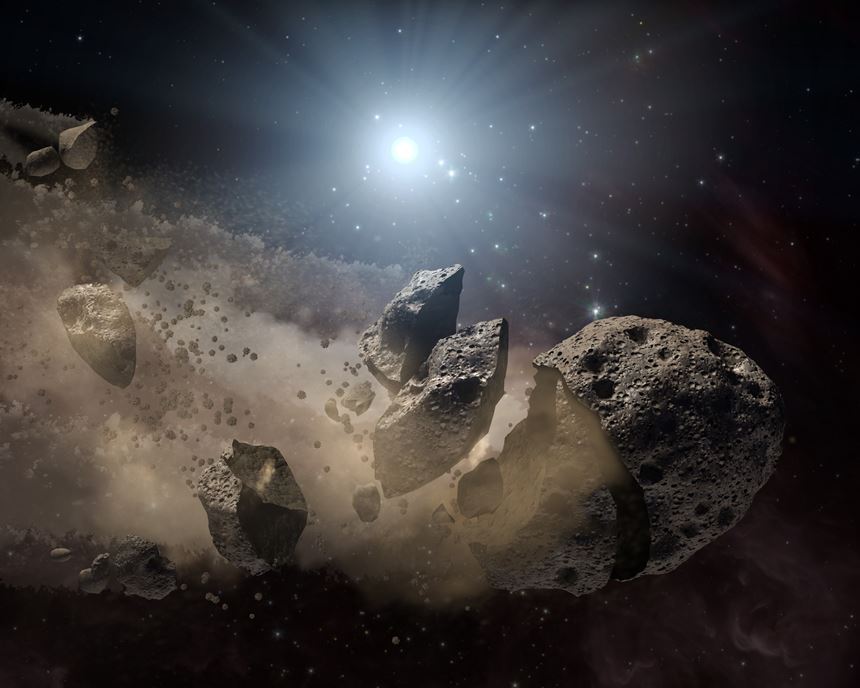 소행성, 왜소행성끼리 충돌할 때 퍼져나간 파편들이 모여서 그 주변 고리를 구성하는 것으로 추정된다. 사진=NASA/JPL-Caltech/T. Pyle(SSC)