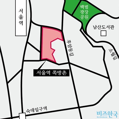서울역과 남산 사이에 위치한 ​동자동 쪽방촌에는 건물 67동에 쪽방 1163개가 밀집해 있고 1000여명이 거주한다.