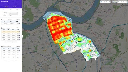 서울시 에너지정보 누리집 내 ‘에너지 맵’을 통해 확인한 강남구의 전기 사용 현황. 사진=서울시 에너지정보 누리집 화면 캡처