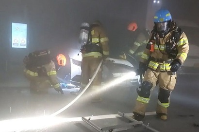 지난해 11월 12일 서울 강서구 지하 공영주차장에서 충전 중이던 전기차에서 화재가 발생했다. 사진=강서소방서
