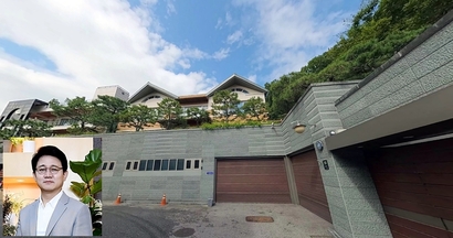 재계 46위 넷마블 방준혁 의장은 서울 서초구 우면동에 지은 단독주택에 거주한다.  사진=넷마블, 카카오맵 로드뷰