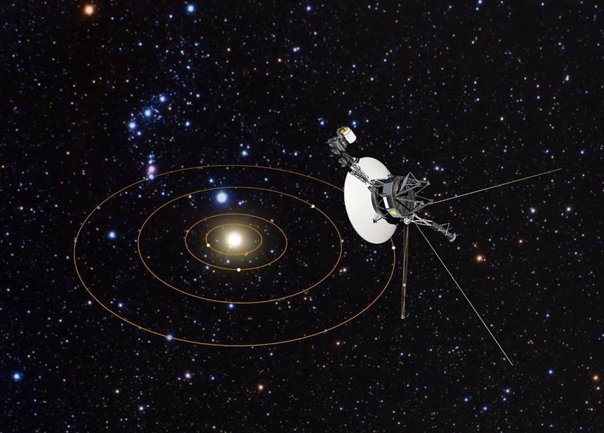 태양계를 벗어나는 보이저 1호 탐사선을 표현한 그림. 사진=NASA/JPL