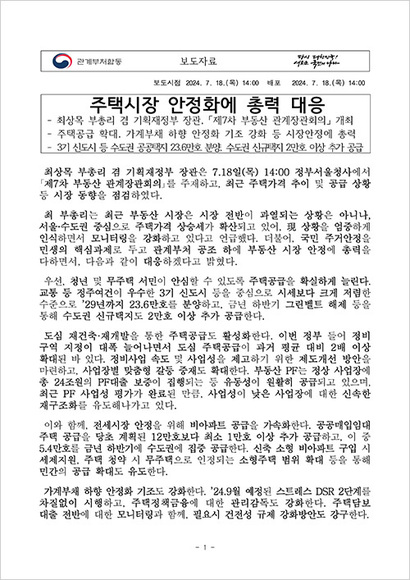 정부의 주택시장 안정화 방안. 자료=국토교통부