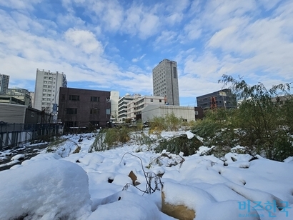 부동산 거물로 꼽히는 해성그룹 단재완 회장이 딸 단경화 씨에게 증여한 서울 영등포 땅(사진)이 최근 350억 원에 매각됐다.​ 사진=차형조 기자