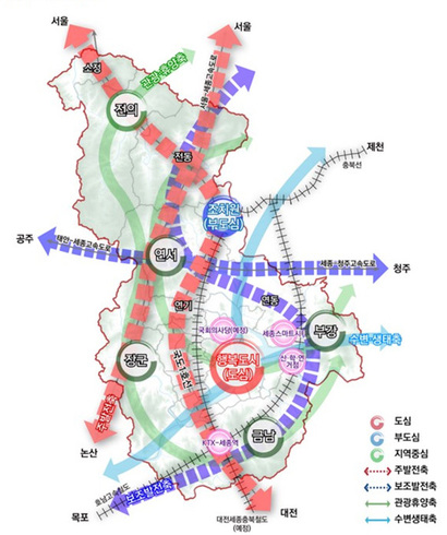 세종특별자치시 공간구성도. 출처=세종시 도시기본계획 2040